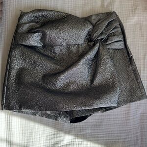 NWT Zara Metallic Silver Mini Skort